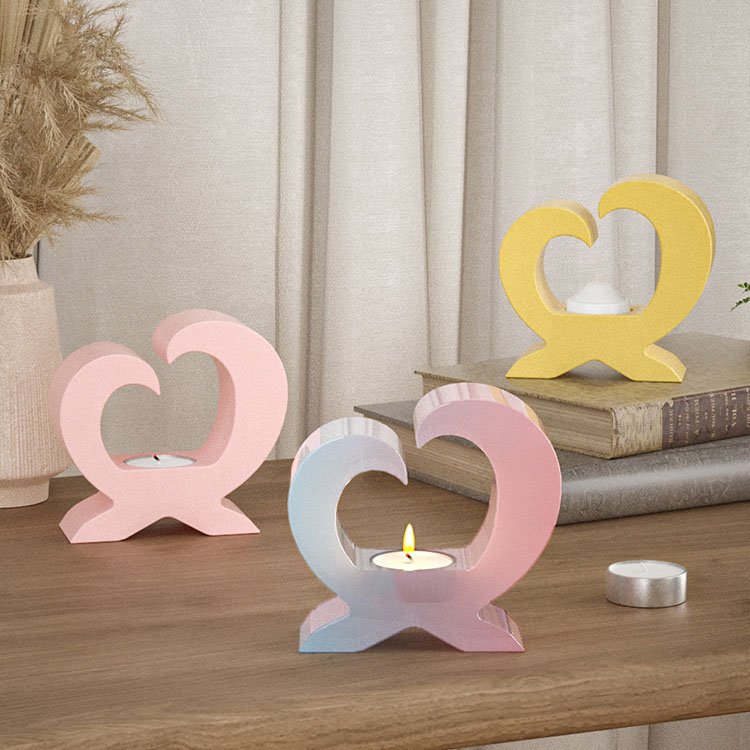 YS Heart Candle Holder Base Mold DIY Gypsum Plaster Cement Epoxy Resin Mold Candlestick Silicone Mold Ornament Decor