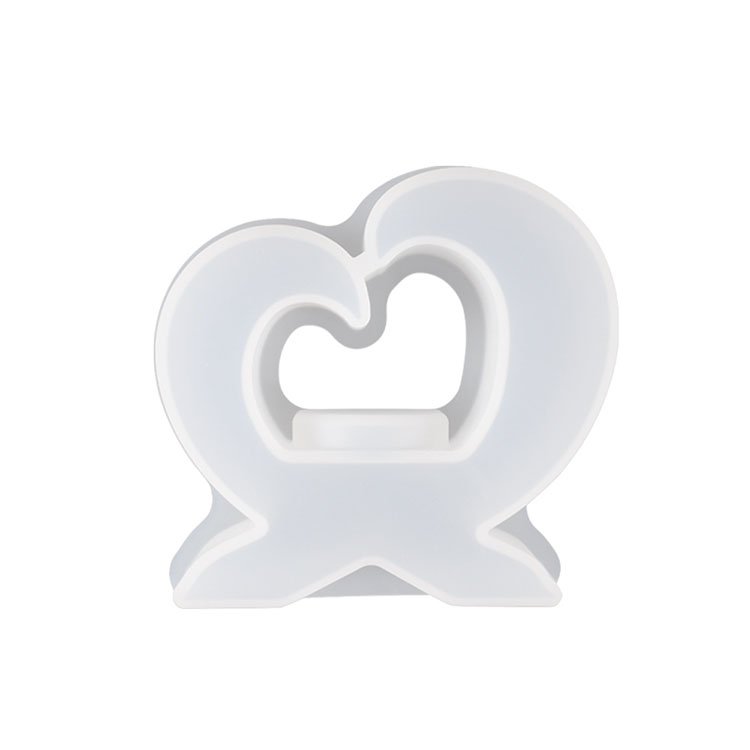 YS Heart Candle Holder Base Mold DIY Gypsum Plaster Cement Epoxy Resin Mold Candlestick Silicone Mold Ornament Decor