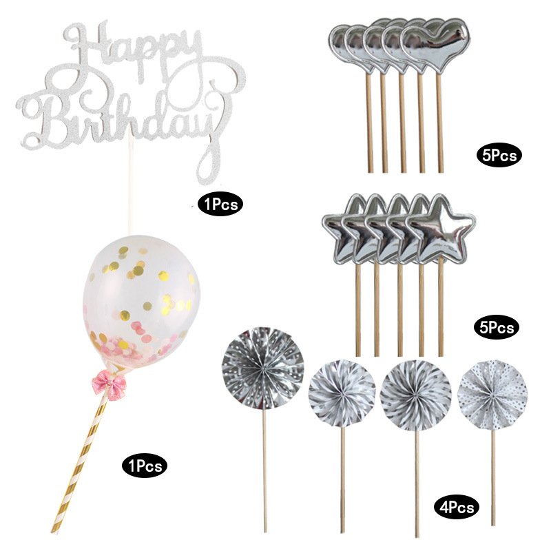 Beautiful happy birthday cake decorating kit with balloon star heart birthday decoration cake decorating set supplies