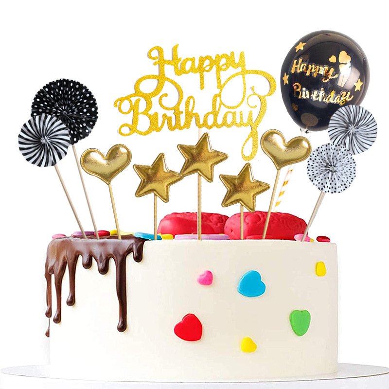 Beautiful happy birthday cake decorating kit with balloon star heart birthday decoration cake decorating set supplies