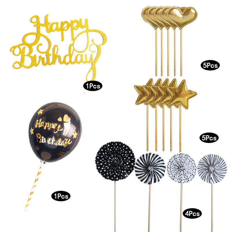 Beautiful happy birthday cake decorating kit with balloon star heart birthday decoration cake decorating set supplies