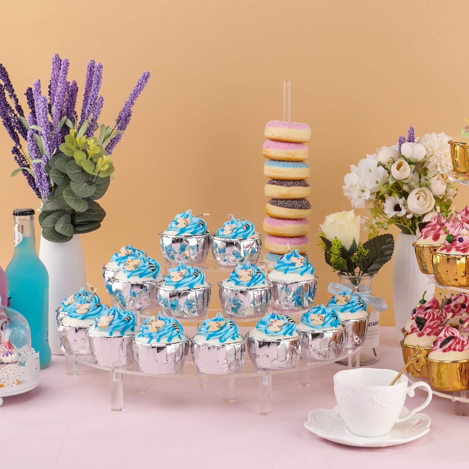 Factory wholesale 3 Tier Dessert Cupcake Holder Acrylic Cake Stands Acrylic Risers Display Stand for Wedding Birthday Party