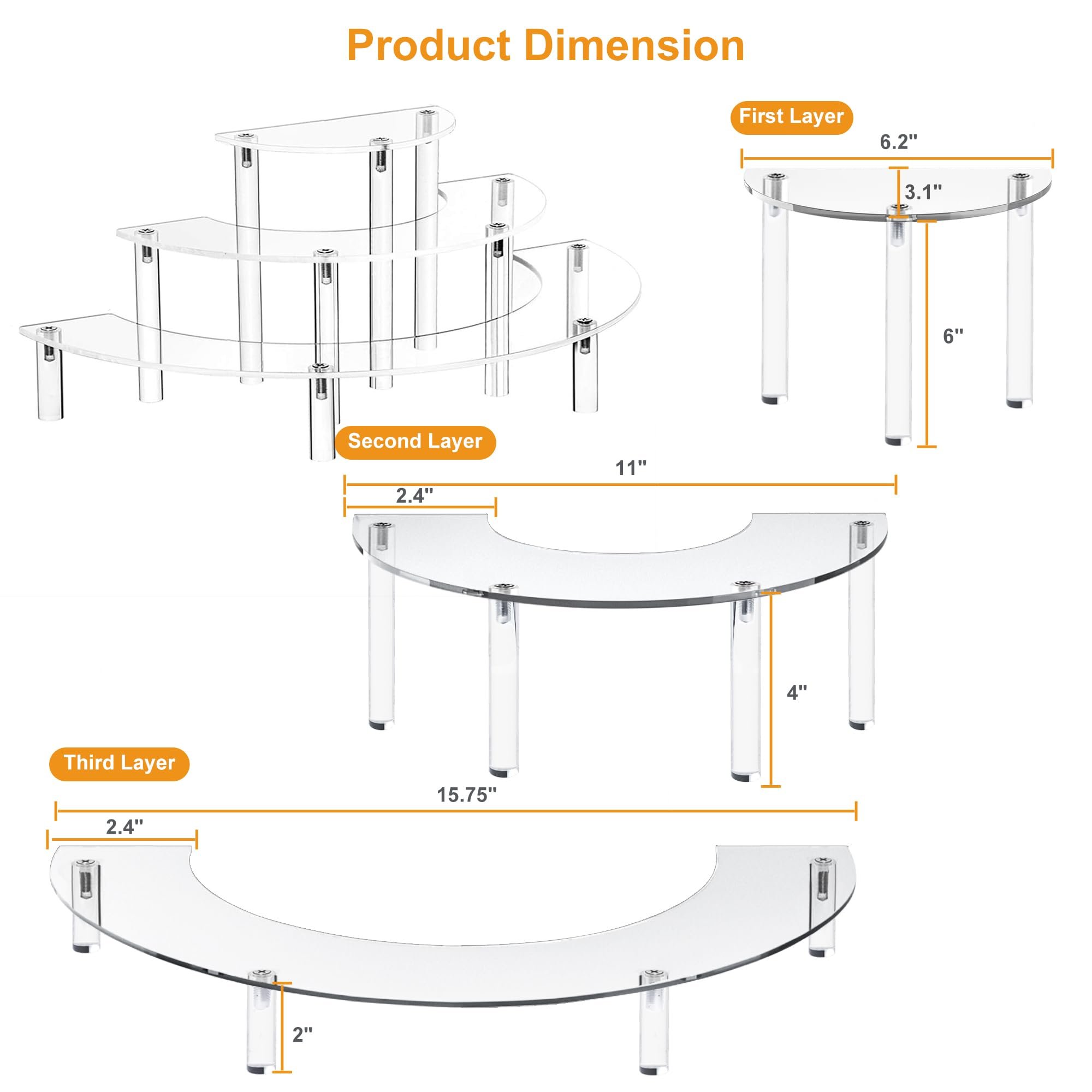 Factory wholesale 3 Tier Dessert Cupcake Holder Acrylic Cake Stands Acrylic Risers Display Stand for Wedding Birthday Party