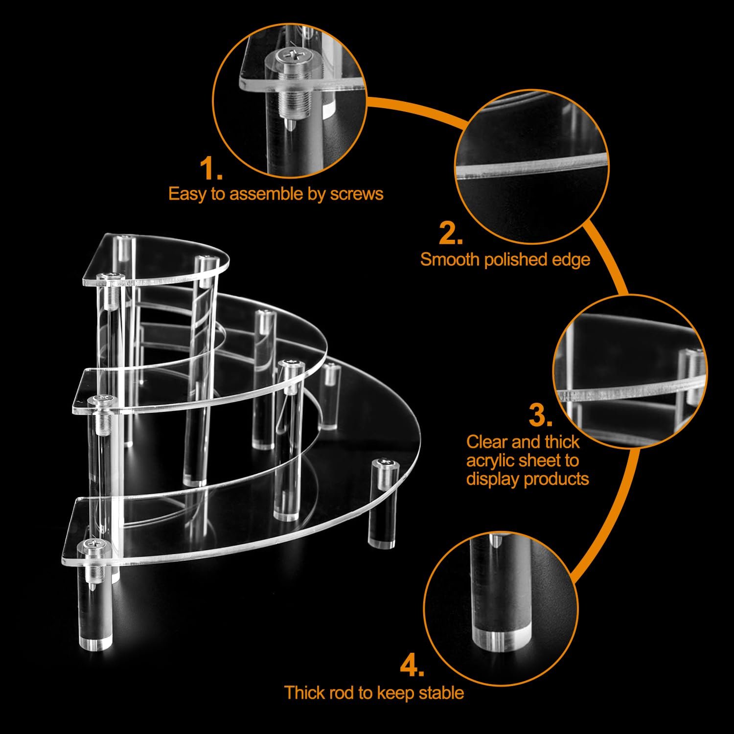 Factory wholesale 3 Tier Dessert Cupcake Holder Acrylic Cake Stands Acrylic Risers Display Stand for Wedding Birthday Party