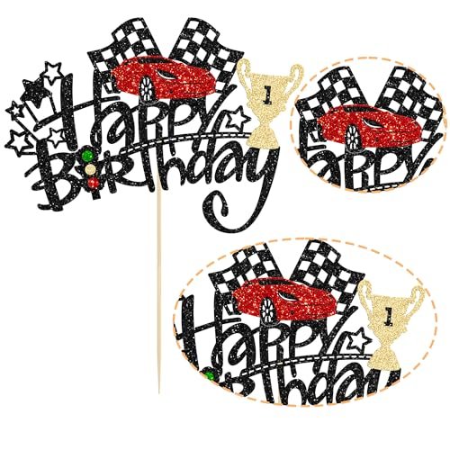 Race Car Traffic Light Trophy Flag Happy Birthday Cake Topper Baby Shower Decorations Happy Birthday Cake Decorating Supplies