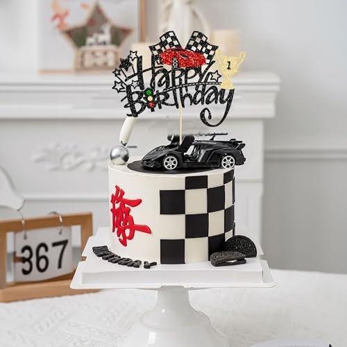 Race Car Traffic Light Trophy Flag Happy Birthday Cake Topper Baby Shower Decorations Happy Birthday Cake Decorating Supplies
