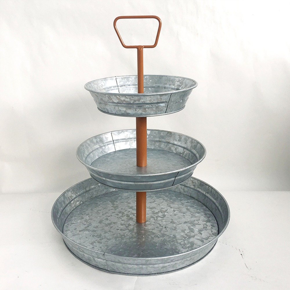 High Demand 3-Tier Galvanized Metal Cupcake Stand with Base Paper Material Cake Stand for Wedding and Birthday Decorations