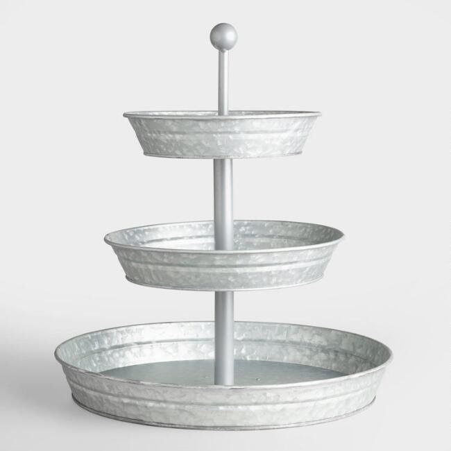 High Demand 3-Tier Galvanized Metal Cupcake Stand with Base Paper Material Cake Stand for Wedding and Birthday Decorations