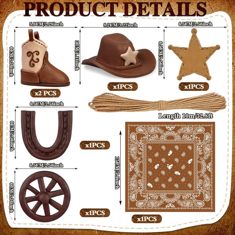 Cowboy Cake Decorations Western Cowboy Cowgirl Birthday Baby Shower for Western Theme Party Favors Supplies (Brown)