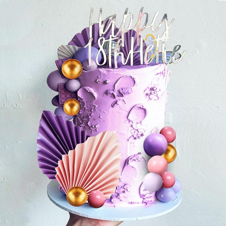 Purple Pink Cake Decorations Purple Pink Palm Leaves Cake Decoration Balls Cake Decoration for Wedding Baby Shower Birthday