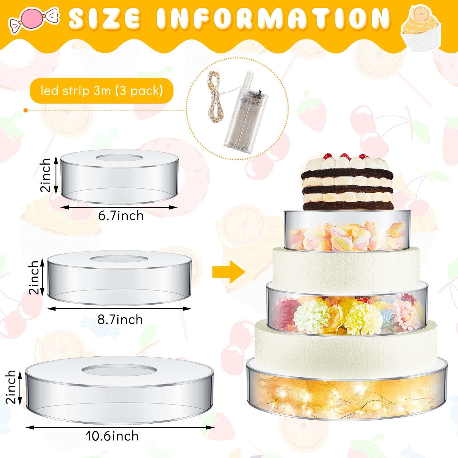 Factory wholesale with LED Lights festive party supplies acrylic box cake stand Acrylic Cake Stand for cake decorating supplies