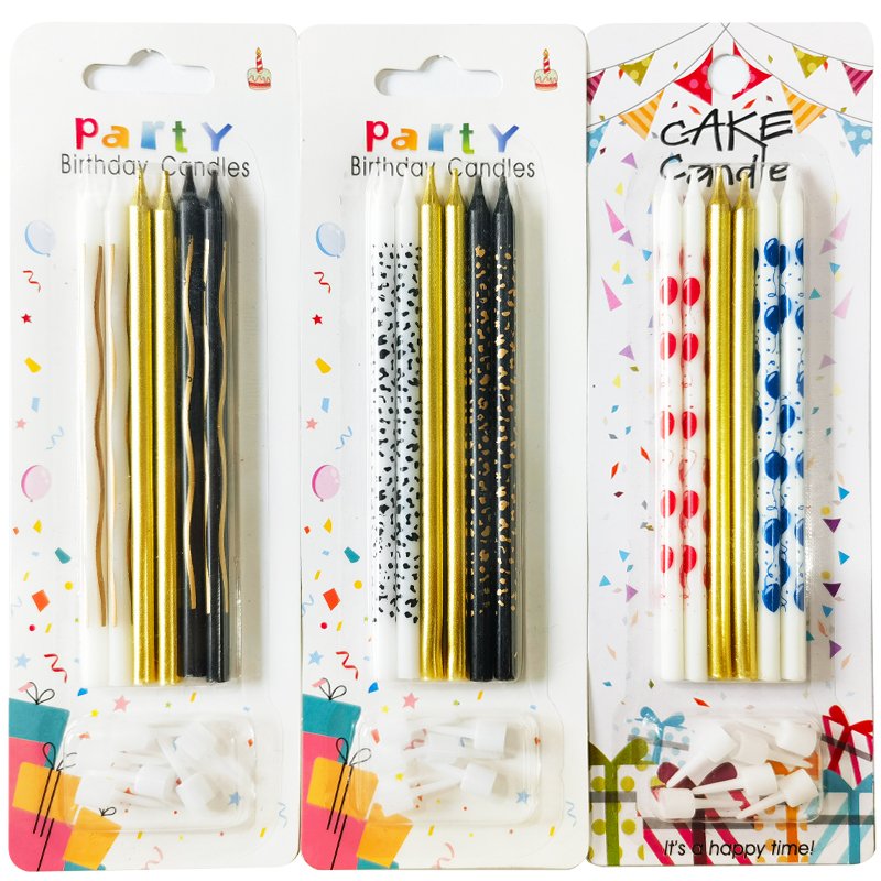 Long Metallic Simple Cake Candles For Birthday Party Wholesale Sparkler Tall Spiral Happy Birthday Candles For Kids