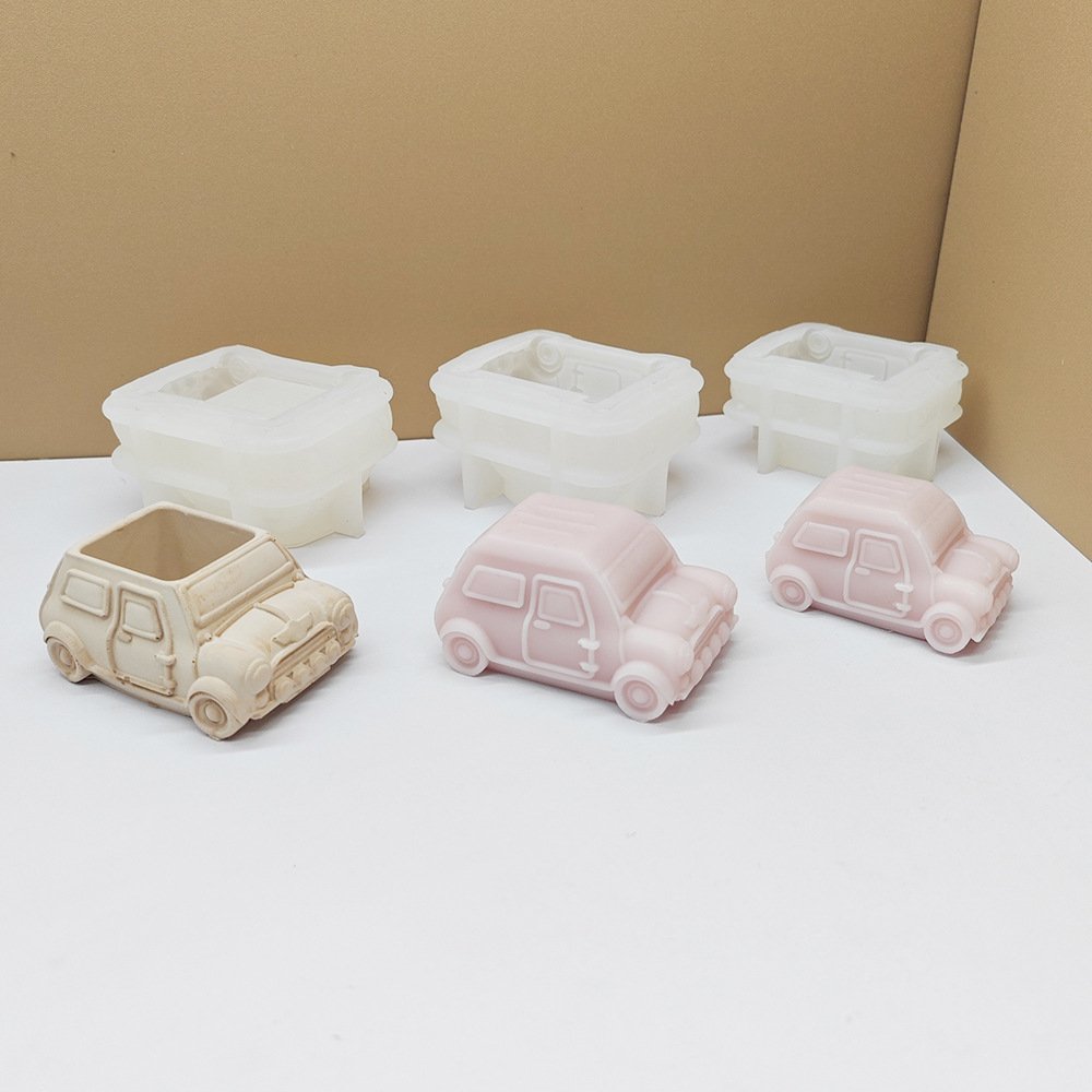 Early Riser Vintage car Silicone Candle Mold Cake Decorating Supplies Succulent Flower Pot Soap Mold