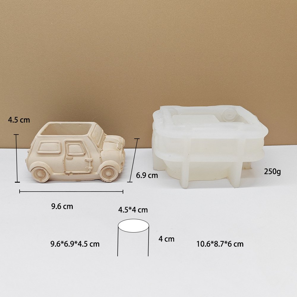 Early Riser Vintage car Silicone Candle Mold Cake Decorating Supplies Succulent Flower Pot Soap Mold