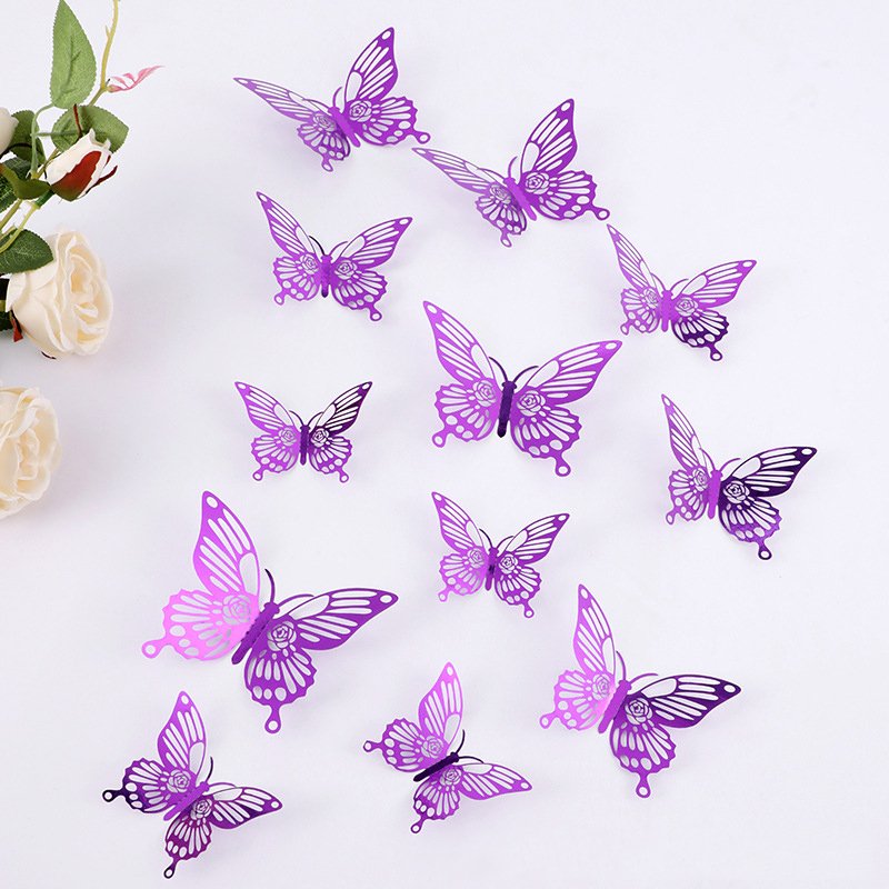 3d Hollow Paper Butterfly Three-Dimensional Butterfly Home Decoration Butterfly Wall Stickers Wedding Festival Party Supplies