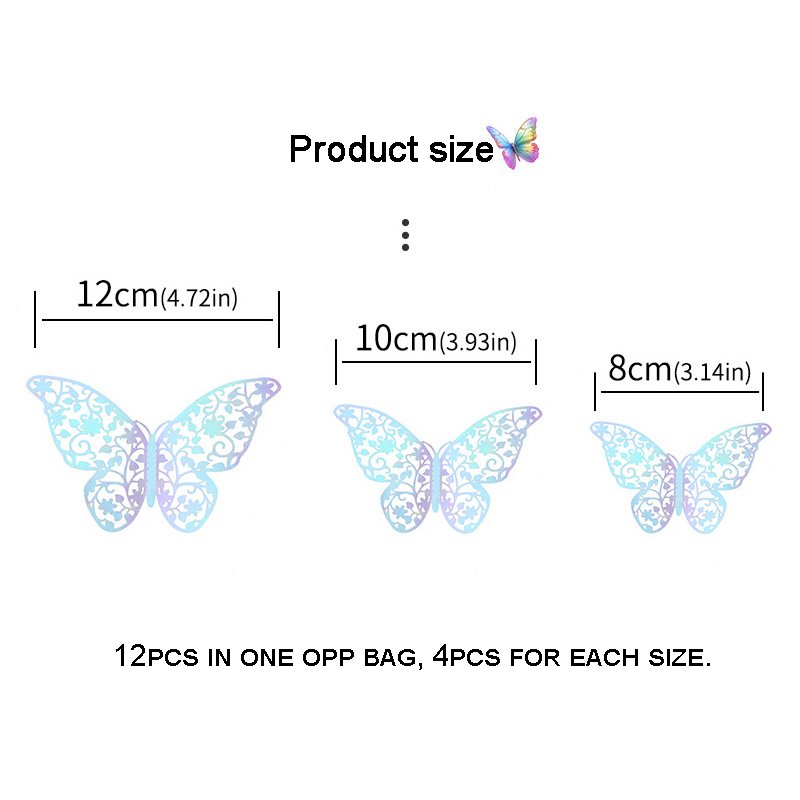 3d Hollow Paper Butterfly Three-Dimensional Butterfly Home Decoration Butterfly Wall Stickers Wedding Festival Party Supplies