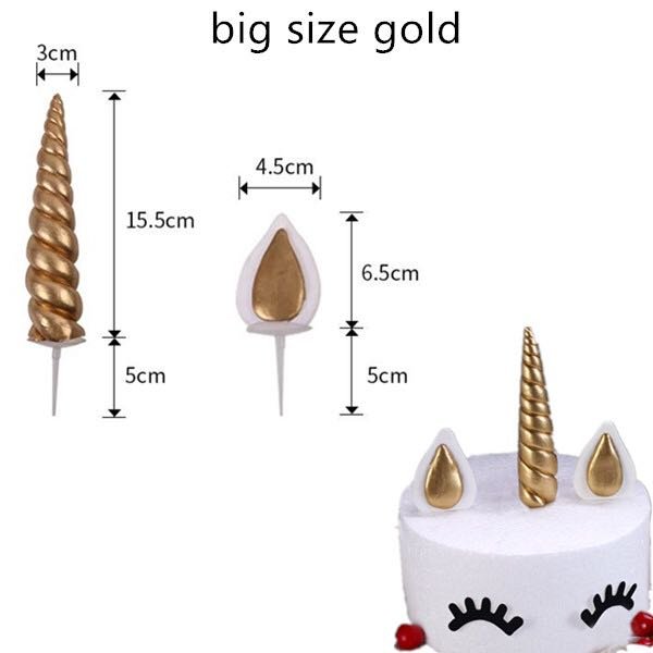 Handmade Polymer Clay Unicorn Cake Topper Reusable Unicorn Horn Ears and Eyelashes Party Cake Decoration