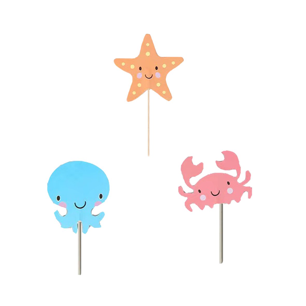 DIY Cake Plugin Cartoon Happy Birthday Cake Decoration Insert Blue Ocean 24 Cake Decoration Supplies