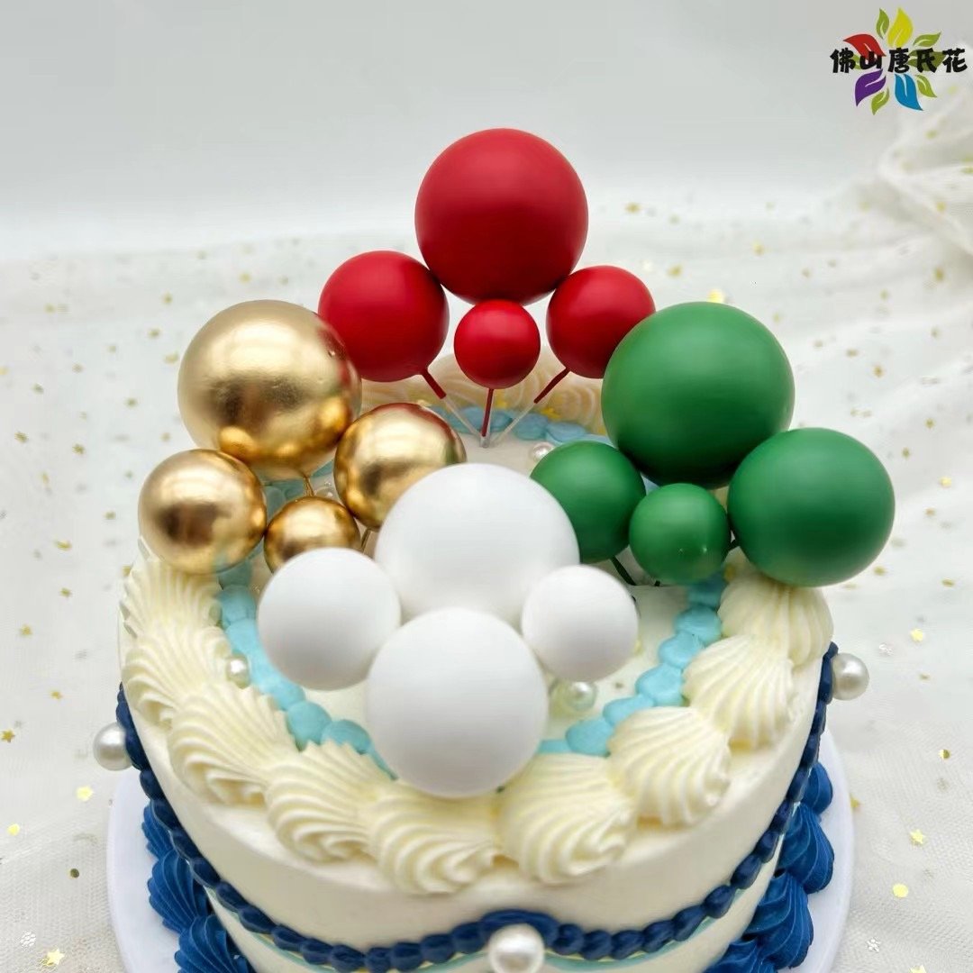 16 Pcs Red Green White Gold Ball party supplies faux ball Cake Topper cake Decoration ball for Christmas Party Cake