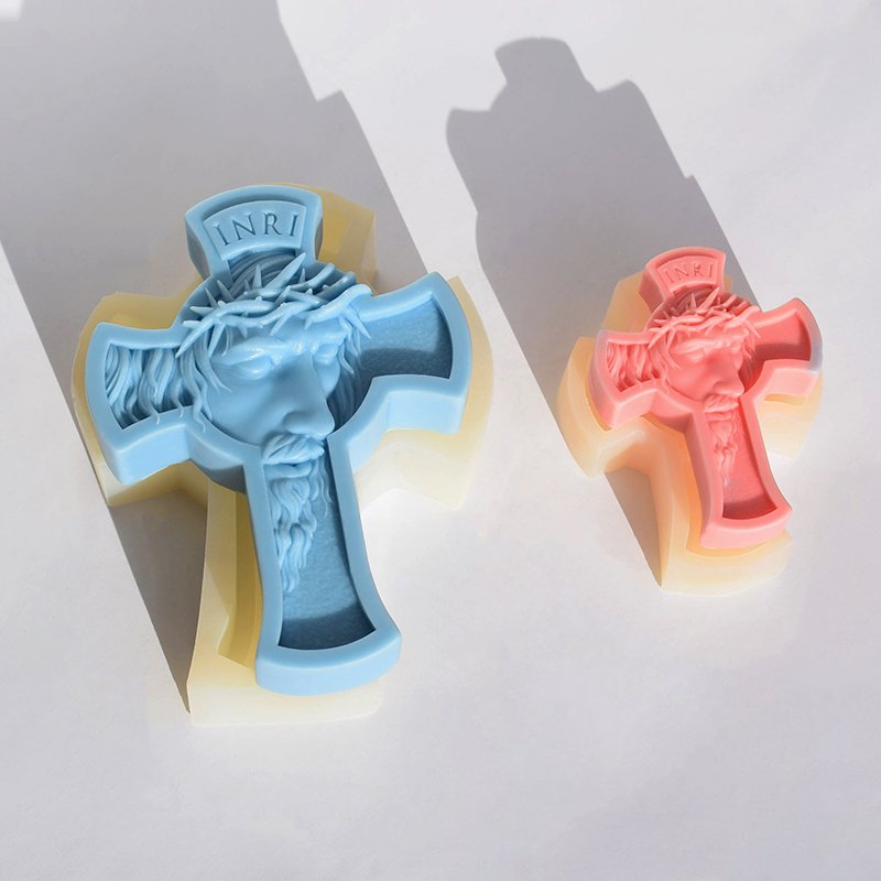 New DIY Jesus Family Candle Silicone Mold Jesus Maria Statue Sculpture Plaster Mould Decor Concrete Cement Gypsum Making Tools