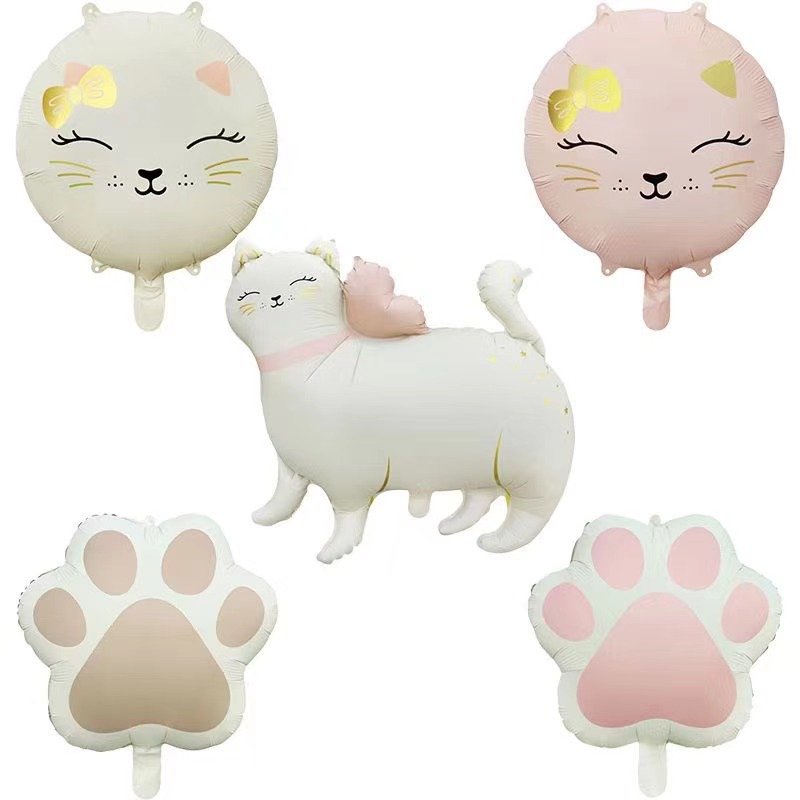Ins Style Matte Color Aluminum Film Helium Cat Animal Paw Dinosaur Balloon For Birthday Party Decoration