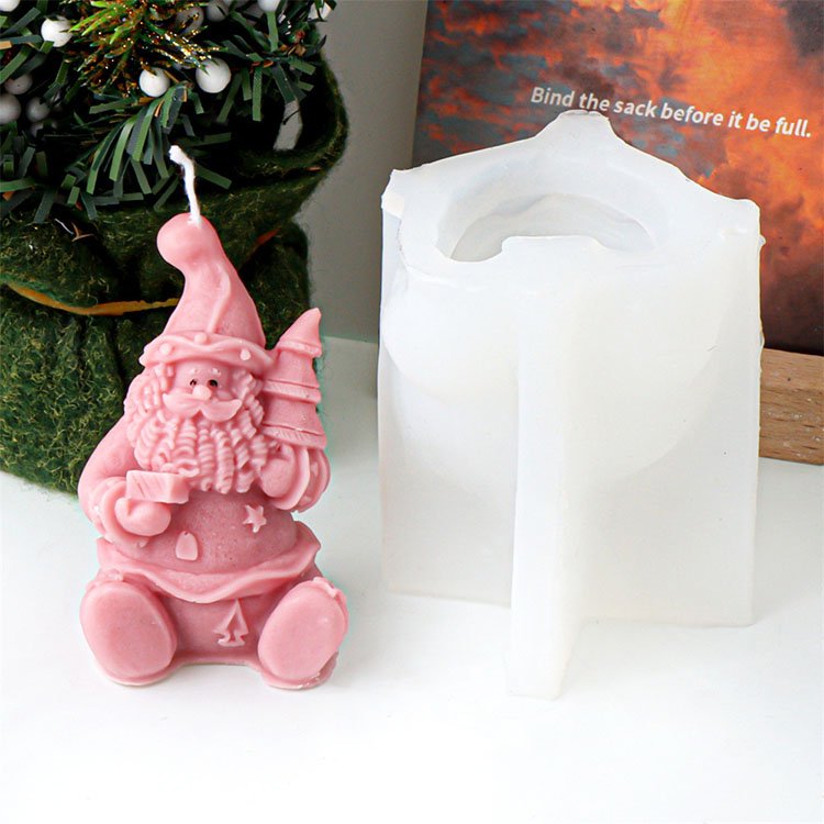YS Cute Santa Claus Silicone Candle Mold Gypsum Ornaments Christmas Decorations Casting Mould DIY Christmas Gift Making Tool