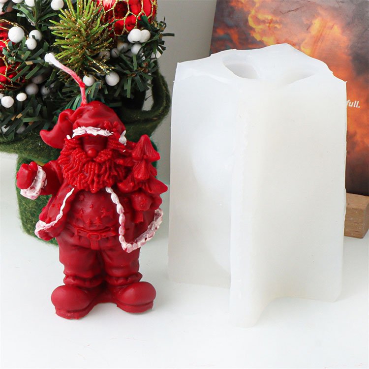 YS Cute Santa Claus Silicone Candle Mold Gypsum Ornaments Christmas Decorations Casting Mould DIY Christmas Gift Making Tool