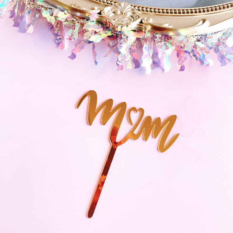 Wholesale Happy Mother''s Day Acrylic Cake Topper Decoration Cupcake Toppers Dessert Insert Tags Birthday Party Decor