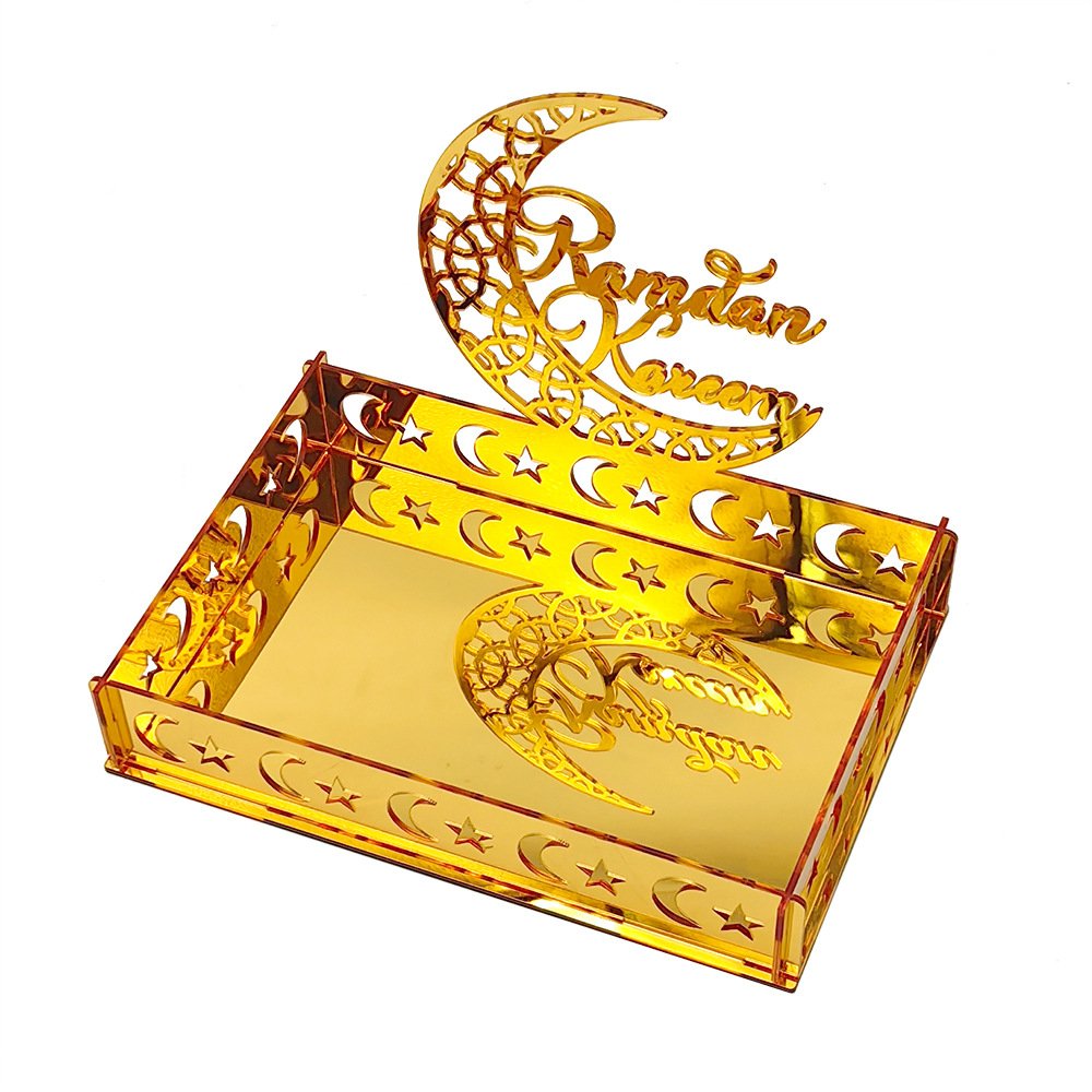 EID MUBARAK Acrylic Mirror Table Decoration Box Moon Star HAJJ MUBARAK Party Ramadan Cake Party Decoration Supplies