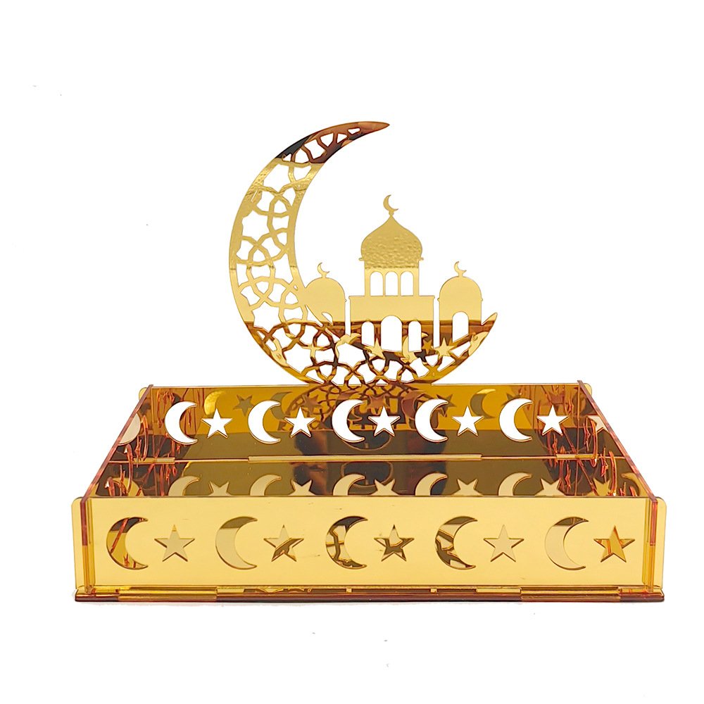 EID MUBARAK Acrylic Mirror Table Decoration Box Moon Star HAJJ MUBARAK Party Ramadan Cake Party Decoration Supplies