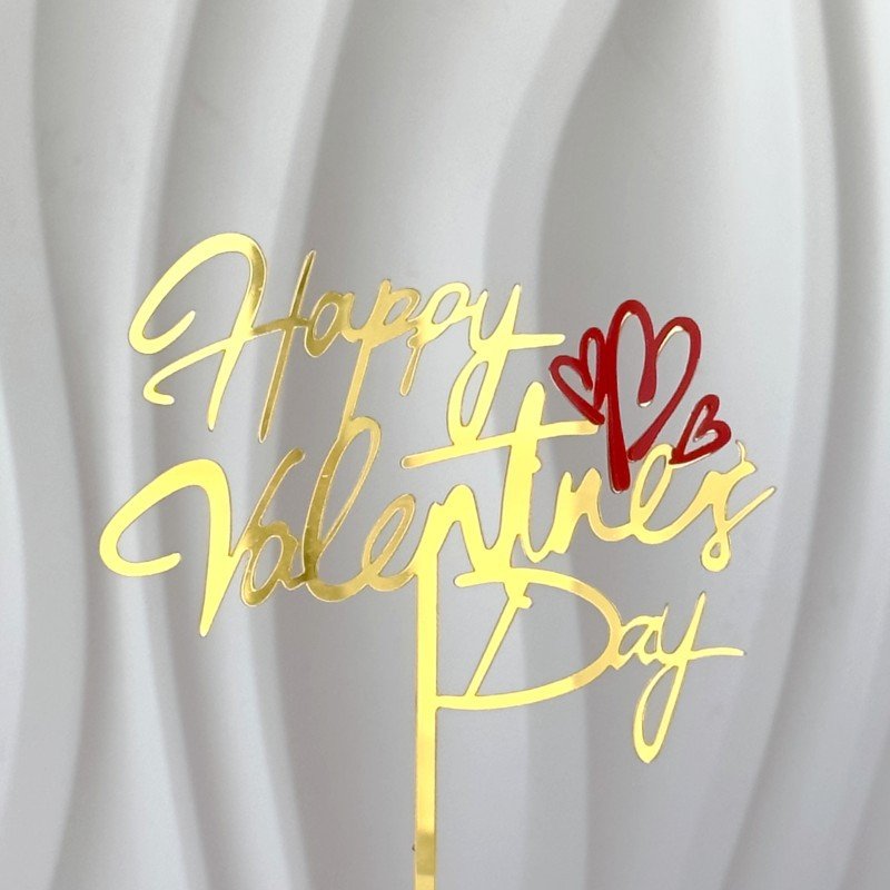 Hot Sale 14 Style Happy Valentine's Day Acrylic Cake Toppers Red Love Valentine's Day Cake Decorating Supplies Baking Decoration