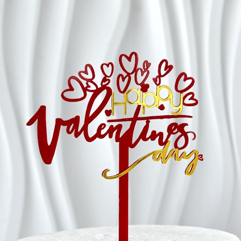 Hot Sale 14 Style Happy Valentine's Day Acrylic Cake Toppers Red Love Valentine's Day Cake Decorating Supplies Baking Decoration