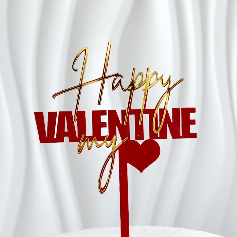 Hot Sale 14 Style Happy Valentine's Day Acrylic Cake Toppers Red Love Valentine's Day Cake Decorating Supplies Baking Decoration