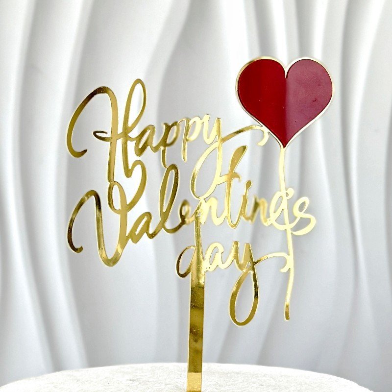 Hot Sale 14 Style Happy Valentine's Day Acrylic Cake Toppers Red Love Valentine's Day Cake Decorating Supplies Baking Decoration