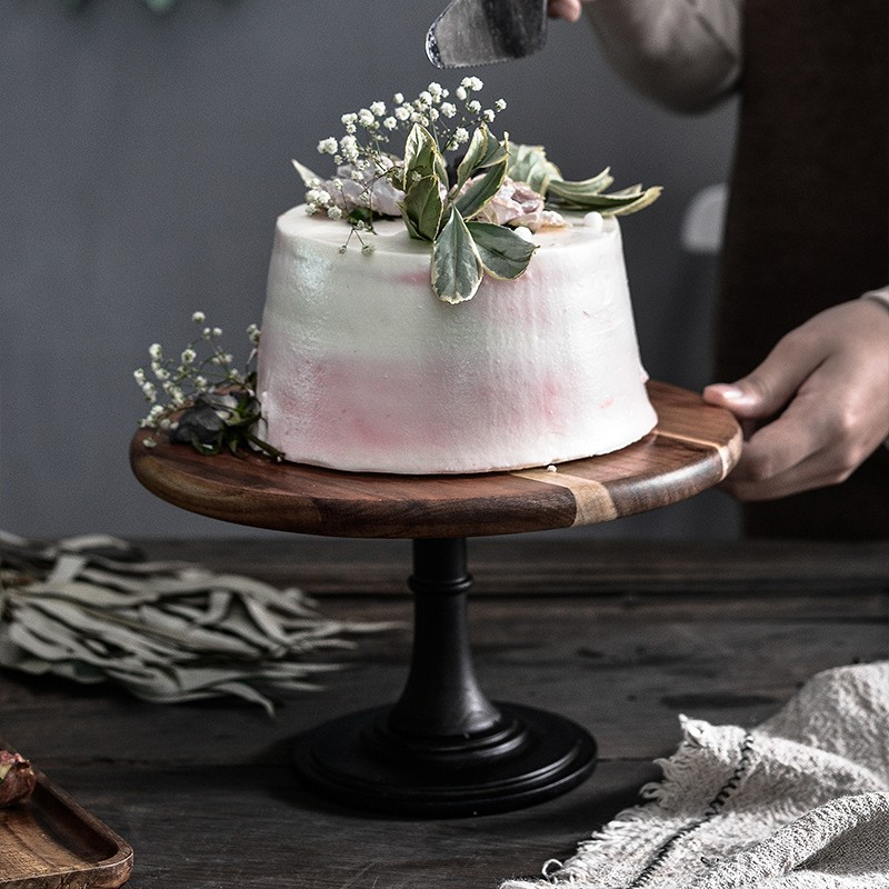 INS Vintage Party Decoration Dessert Holders Kitchen & Tabletop Wooden Tray Pedestal Plate For Wedding Cakes Display Cake Stands