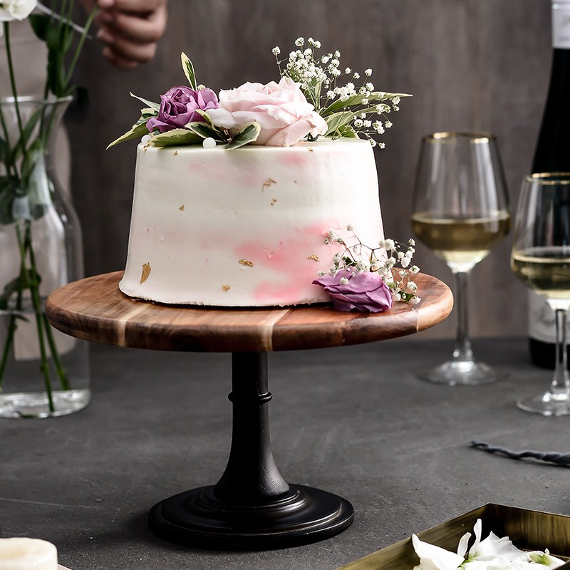 INS Vintage Party Decoration Dessert Holders Kitchen & Tabletop Wooden Tray Pedestal Plate For Wedding Cakes Display Cake Stands