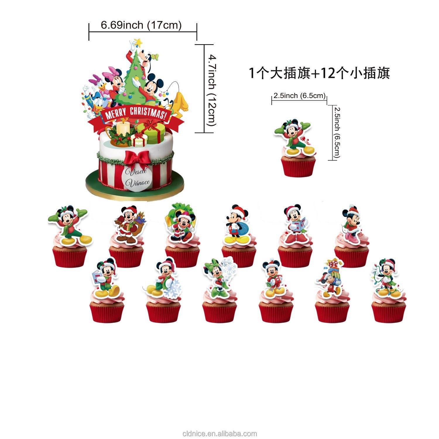 Nice Christmas Decoration Christmas Mickey 2024 Included Merry Chrstms Banner Santa Claus Balloons Cake Toppers Decoration