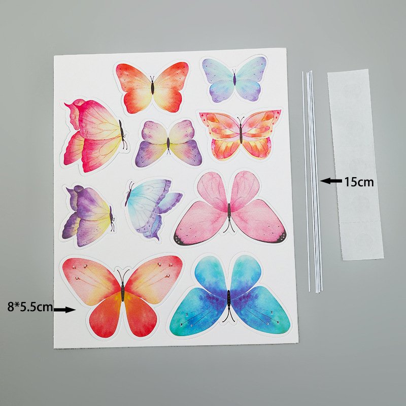 Cake Butterfly Toppers Colorful Artificial Paper Butterflies Topper For Birthday Party Bouquet Cake Decorations