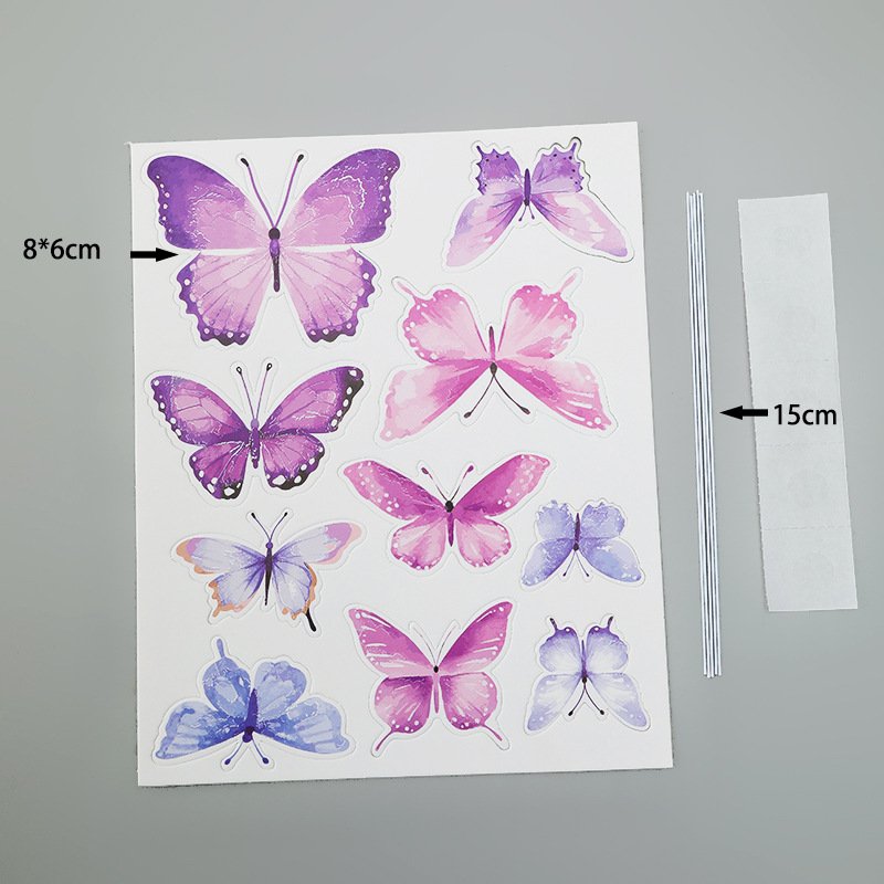 Cake Butterfly Toppers Colorful Artificial Paper Butterflies Topper For Birthday Party Bouquet Cake Decorations