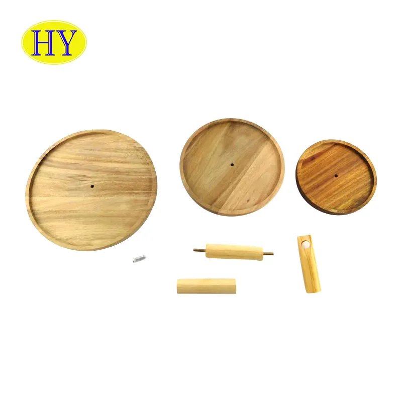 Slice Cupcake Tray Wooden Cupcake Cake Dessert Display Stand Rustic 3 Tier Round Wood Customized Logo Cake Tools Paulownia Wood