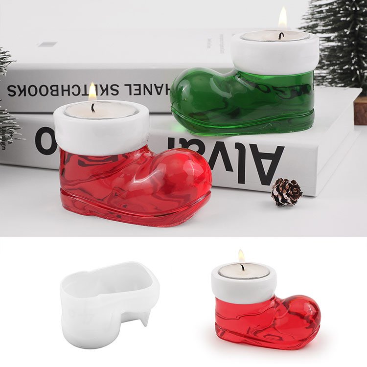 Christmas Boots Shoes Candle Holder Silicone Molds DIY Gypsum Aromatherapy Candle Desktop Decoration Ornament Resin Mold Crafts