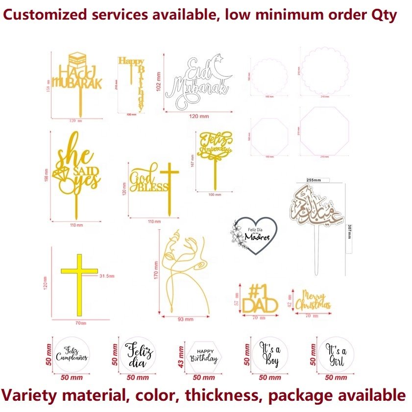 Acrylic mirror gold cake topper number One for baby birthday cake decoration party supplies
