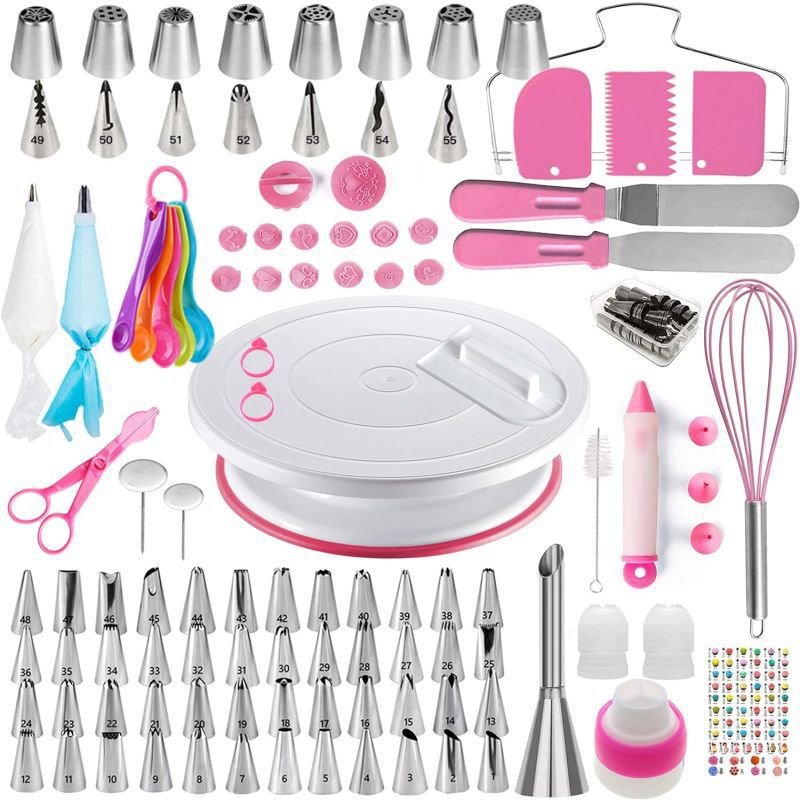 New 137 Pieces Cake Turntable Decorating Turntable Nordic Style Baking Tool Suit Cake Decorating Kit