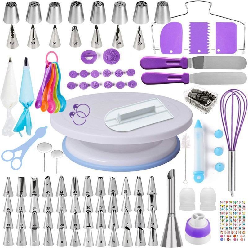 New 137 Pieces Cake Turntable Decorating Turntable Nordic Style Baking Tool Suit Cake Decorating Kit