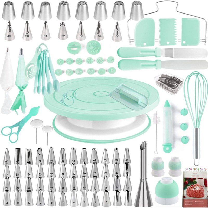 New 137 Pieces Cake Turntable Decorating Turntable Nordic Style Baking Tool Suit Cake Decorating Kit