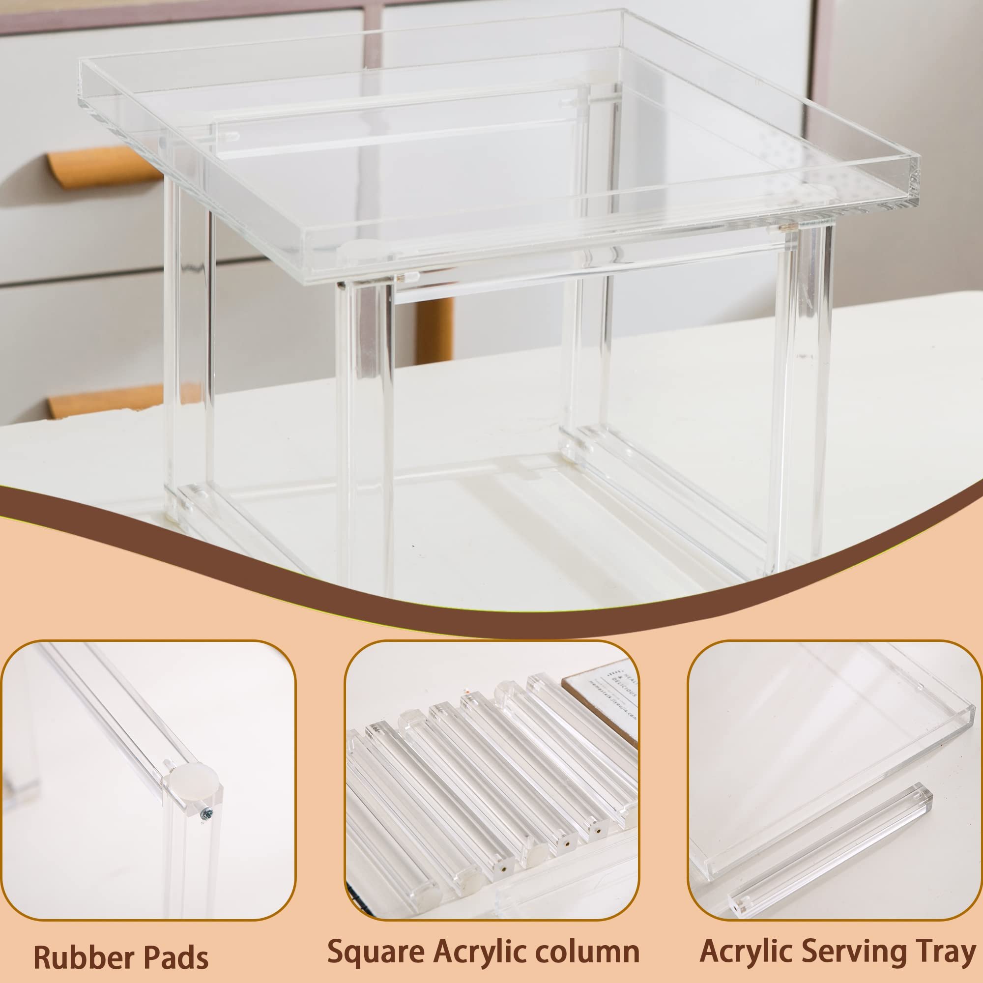 Factory customization Clear Removable home kitchen Square Serving Tray Acrylic Dessert Stands for Buffet Dessert Table Party