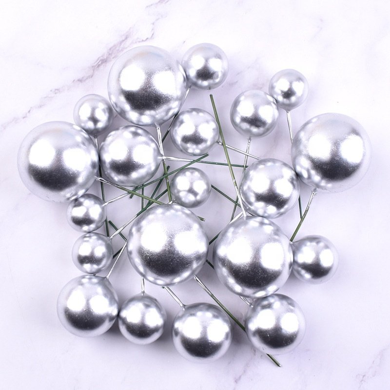 XJH 20pcs Wholesale Golden Ball Birthday Party Cake Topper Themed Birthday Faux Balls for Cake Decoration