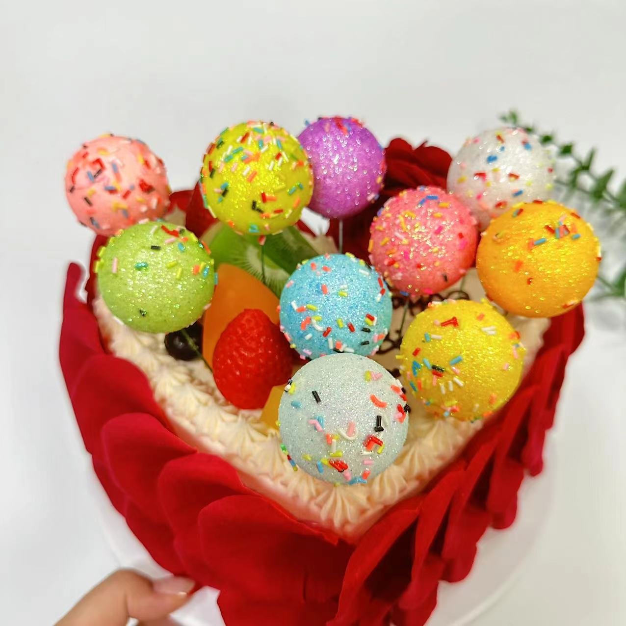 colorful sugar look faux ball cake decoration party supplies 20pcs mixed in one bag different size