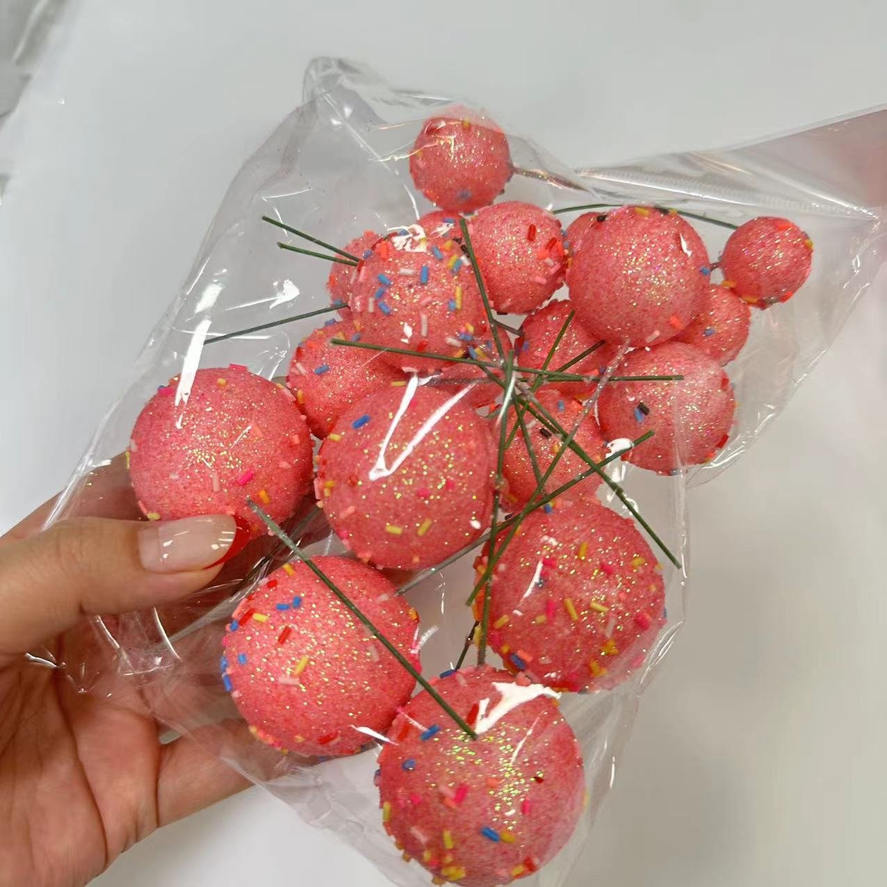 colorful sugar look faux ball cake decoration party supplies 20pcs mixed in one bag different size