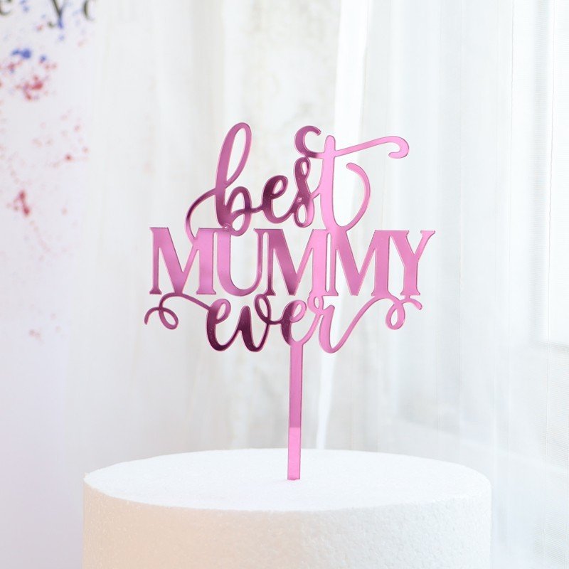 Super Mom Acrylic Cake Topper Happy Mother''s Day Cupcake Toppers Birthday Party Dessert Insert Tags